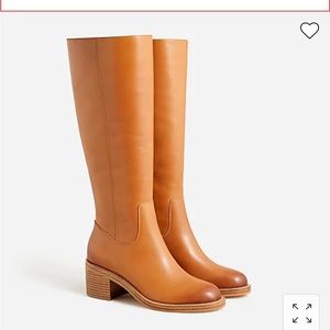 New J.CREW Size 7 Knee-High Stacked-Heel Boots in Leather Burnished Sand